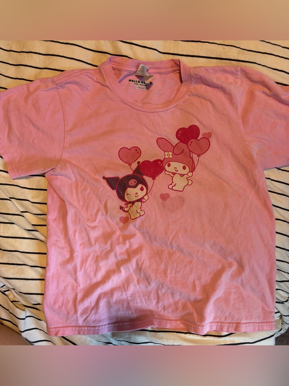 Sanrio Pink Short Sleeve Tee with Kuromi and My Melody Characters